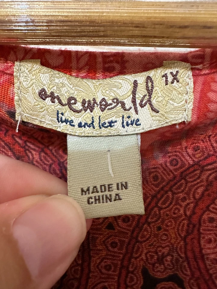 Top Y2K One World Mujer Talla 1X Años 90 Western Boho Fairygrunge Whimsigoth Punk Foto 2 de 4