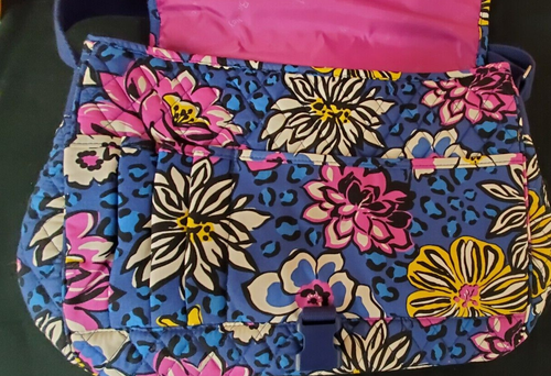 Bolso mensajero Vera Bradley en algodón violeta africano correa ajustable sin etiquetas - Imagen 4 de 7