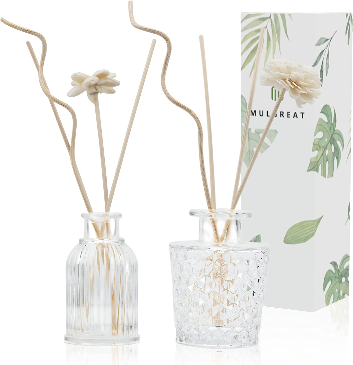 Reed Diffuser Set with Stick, Refillable Diffuser Bottles Set 2 Pack with Rattan-image