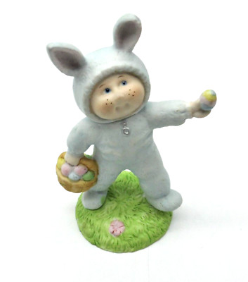 Cabbage Patch Kid Ceramic Blue Bunny Xavier Roberts OAK 1985 Our Easter Bunny