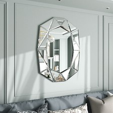 Wisfor Modern Wall Bathroom Mirror w/ Beveled Edge Frame Geometric Mirror