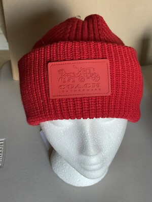 Coach Red Beanie Coach Script Knit Beanie | Accessories | Coach | COACH® main image 3