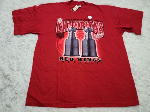 VTG Detroit Red Wings Back to Back 1998 Stanley Cup Champs T-Shirt XL NWT Flaws*