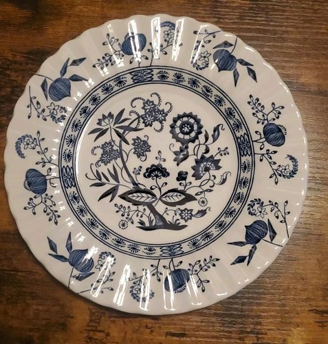 Vtg England Ironstone Blue Onion Blue Nordic 7” Plate Rippled Edge