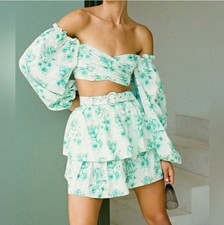 Sabo Womens Cotton Backless Zoe Top Skirt Set Tulips Size S Beachy Bohemian