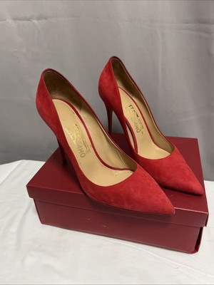Salvatore Ferragamo Damen Pumps rot High Heels Größe 7 UK mit Karton
