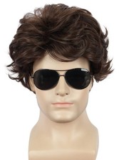 yuehong Mens Short Brown Curly Wig Fashion Party Cosplay Costume Wigs Heat Re...
