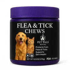 Natural Dog & Cat Flea and Tick Prevention 100Chews for All Breeds Ages & Sizes