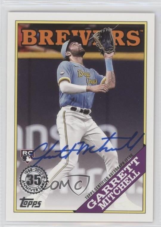 2023 Update 1988 Topps Baseball Garrett Mitchell #88BA-GM Rookie Auto RC 0nr3