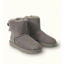 UGG Mini Bailey Bow II Womens Size 6 Winter Shearling Soft Boots Grey NEW