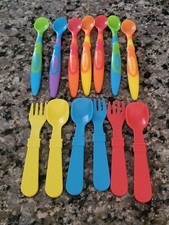 7 Munchkin Baby Spoons Soft Tips PLUS 6 Re-Play Baby Forks  Spoons EUC