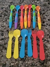 7 Munchkin Baby Spoons Soft Tips PLUS 6 Re-Play Baby Forks & Spoons EUC