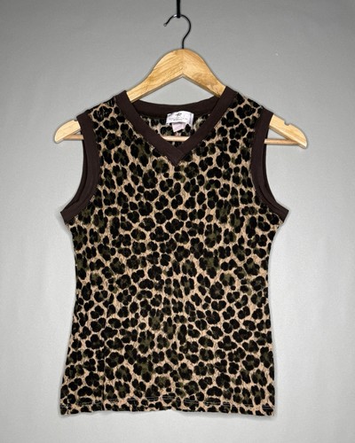 Sonia Rykiel, Sonia Rykiel Inscription Vintage 80s Lace Animal Leopard Print Top Sz M