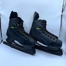 Canadian X-True Ice Hockey Skates Senior Size 11 Lace-Up Black/Green Pair