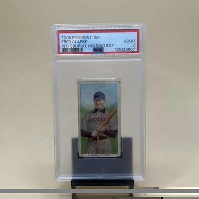 #ad FRED CLARKE 1909 11 T206 Piedmont 150 Tobacco Holding Bat PSA 2 $300.00