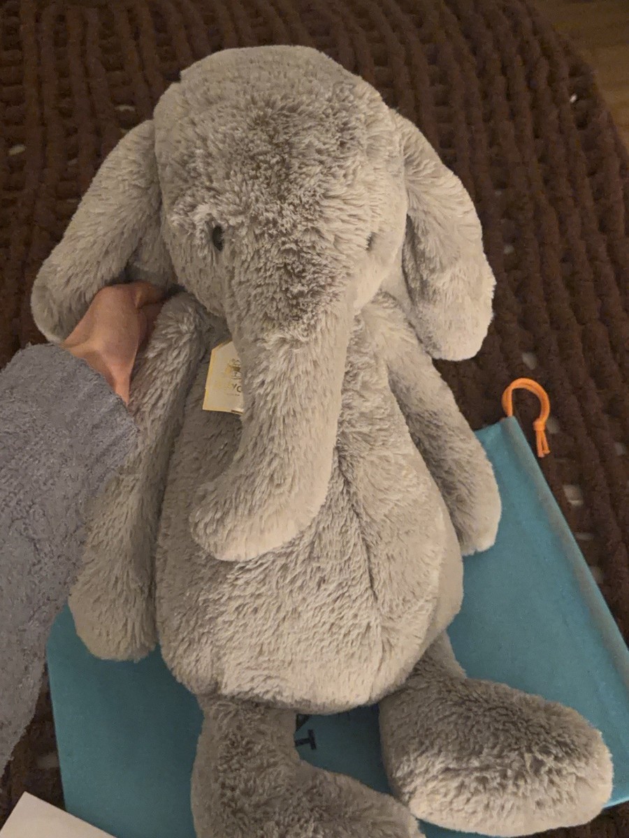  ♡Original Bashful Luxe Elephant Bashful Luxe Elephant Thuddeus with Personalized Navy Jumper
