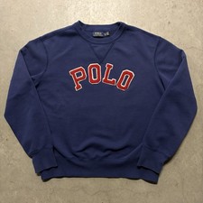 Vintage Y2K Polo Ralph Lauren Varsity Spell Out Crewneck Sweatshirt XL Navy Red