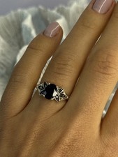 925 Sterling Silver Garnet & Marcasite Ring S...