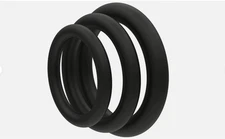 Premium Black Silicone Cock Rings 3 Pack | Soft Stretchy ED Support Stay Hard