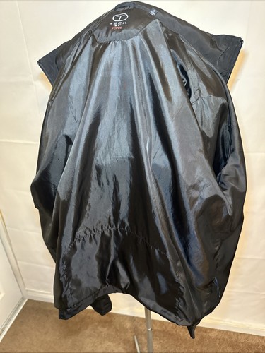 T Tech by Tumi Mens Black Full Zip Hooded Packable Jacket Windbreaker sz Large - Picture 14 of 15