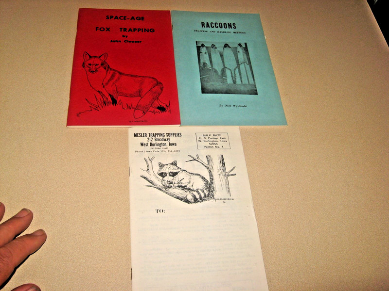 3 TRAPPING BOOKLETS FOX & RACOON TRAPPING & MESLER TRAPPING SUPPLIES