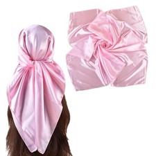 35 Inches Silk Head Scarf-Satin Hair Scarves Silk Bandana Scarf Pure Pink