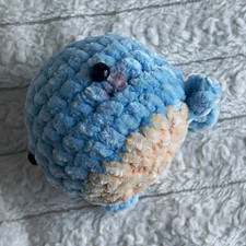 Handmade Crochet Mini Plush Whale blue and tan