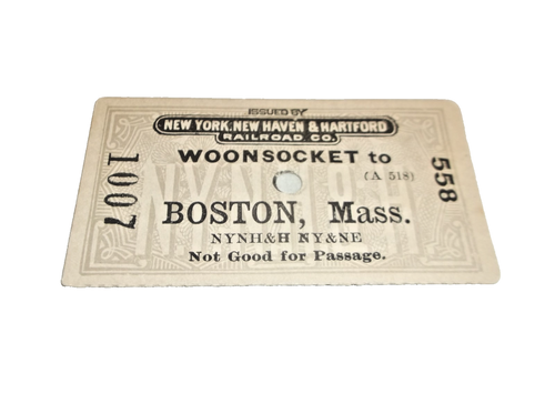 1895 NEW HAVEN EISENBAHNTICKET WOONSOCKET RHODE ISLAND BOSTON MASSACHUSETTS - Bild 1 von 2