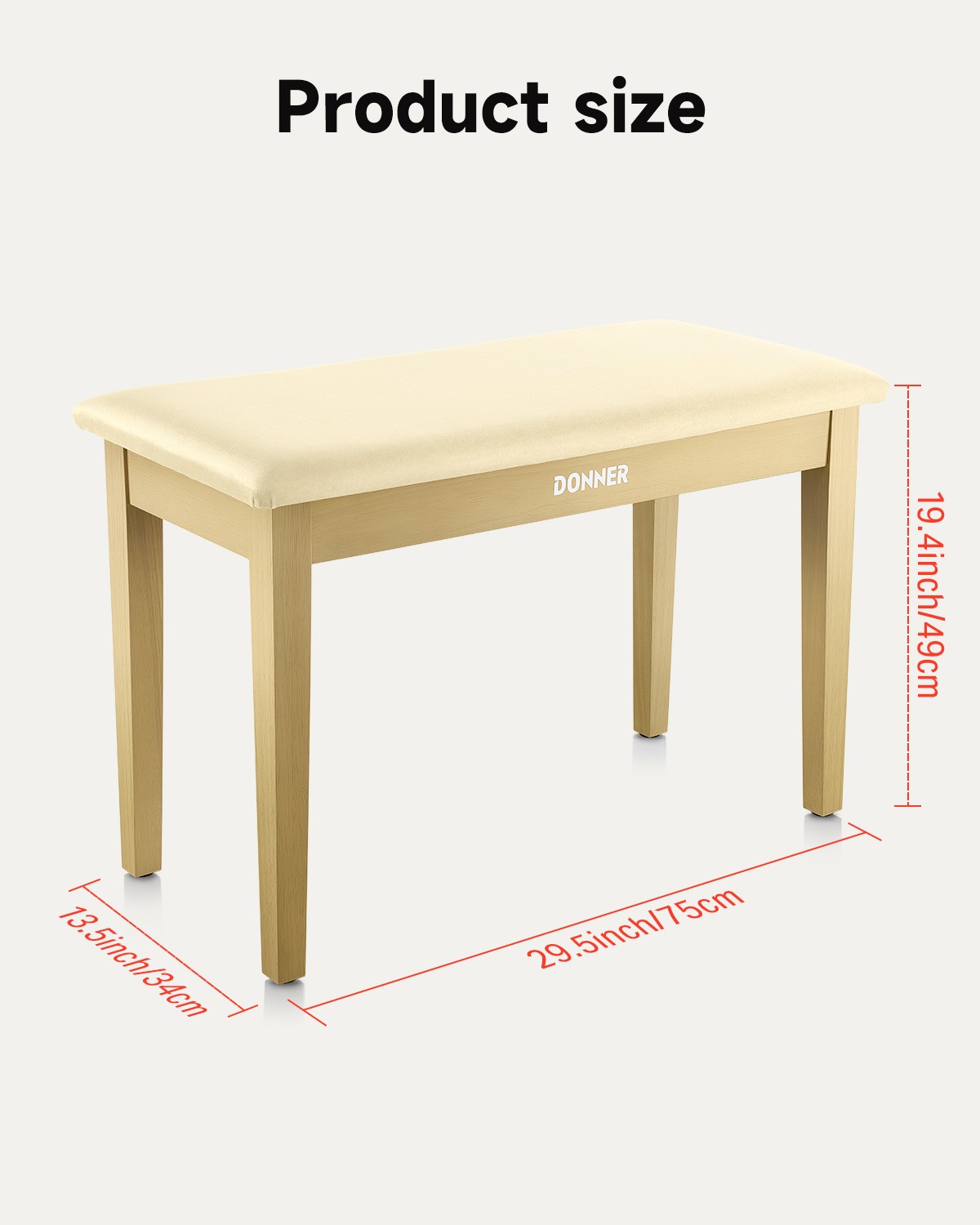 Donner Duet Panca Tastiera Pianoforte con Libreria Portaoggetti Legno Massello Beige foto 4