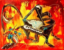 PIANO Modern Abstract Original Oil Painting IMPRESSIONIST wefwD33d