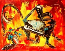 PIANO   Modern Abstract   Original Oil Painting  IMPRESSIONIST wwD33d