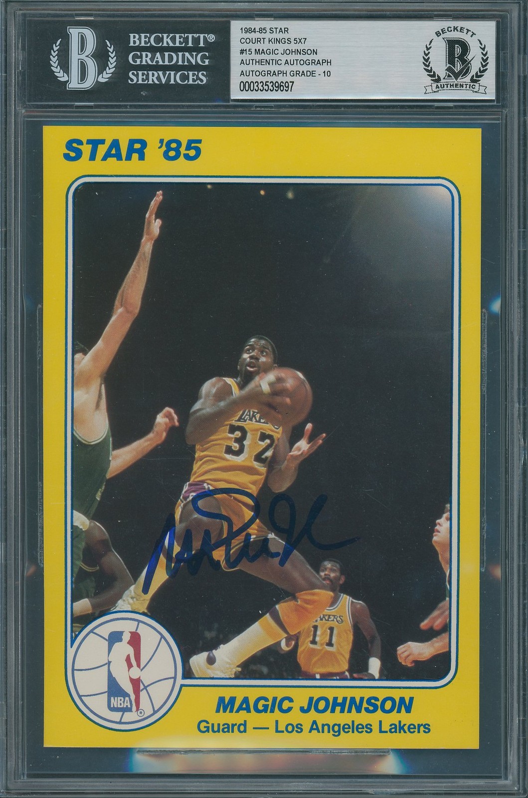 1984/85 Star Court Kings 5x7 #15 Magic Johnson Beckett Auth Signed Auto 10 *9697 