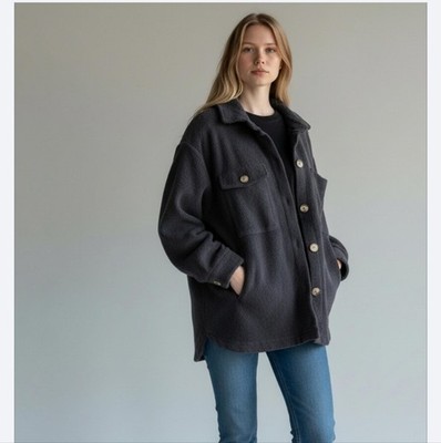 ELECRIC & ROSE Onyx Black Button-Up Sherpa Jacket size XS