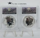 2023-S PCGS PR70 Morgan-Peace Dollar Reverse Proof Set FDOI signed by David Hall