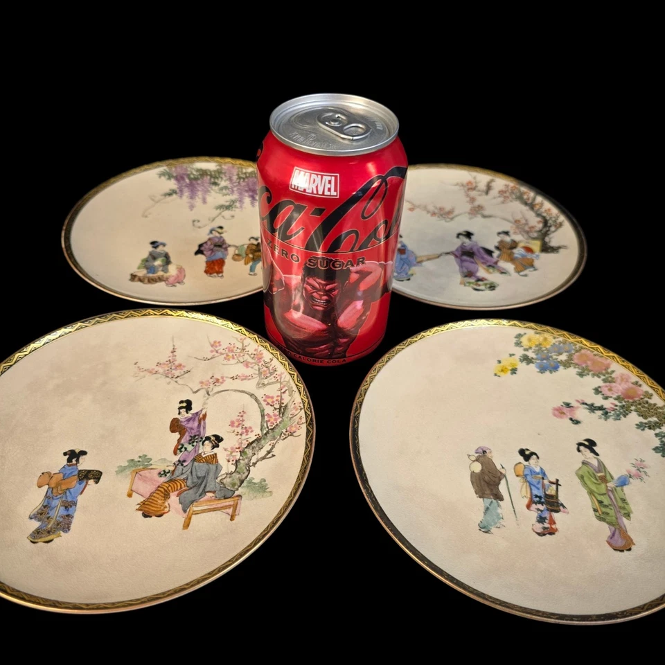Juego de 4 platos japoneses Satsuma período Meiji 6 1/4" Foto 4 de 4