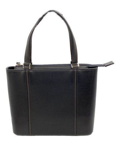 Burberry Black Leather Handbag Double Handle Silver Hardware Auth