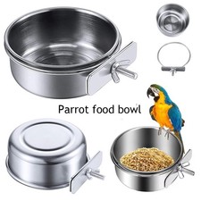 Parrot Feeding Bowl With Clamp Holder Stainless Steel Feeder Bowls Hanging Bowl  
