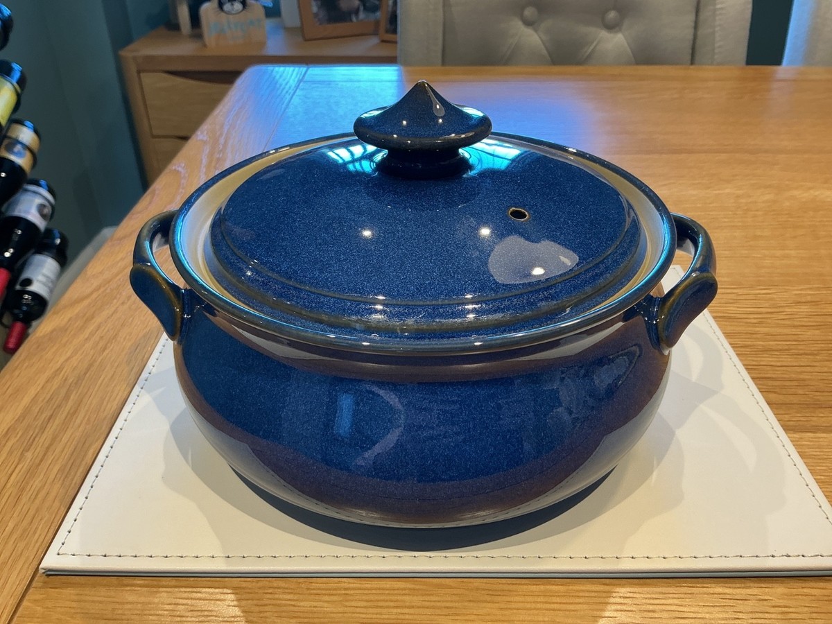 DENBY IMPERIAL BLUE LIDDED CASSEROLE DISH STONEWARE TABLEWARE LOT
