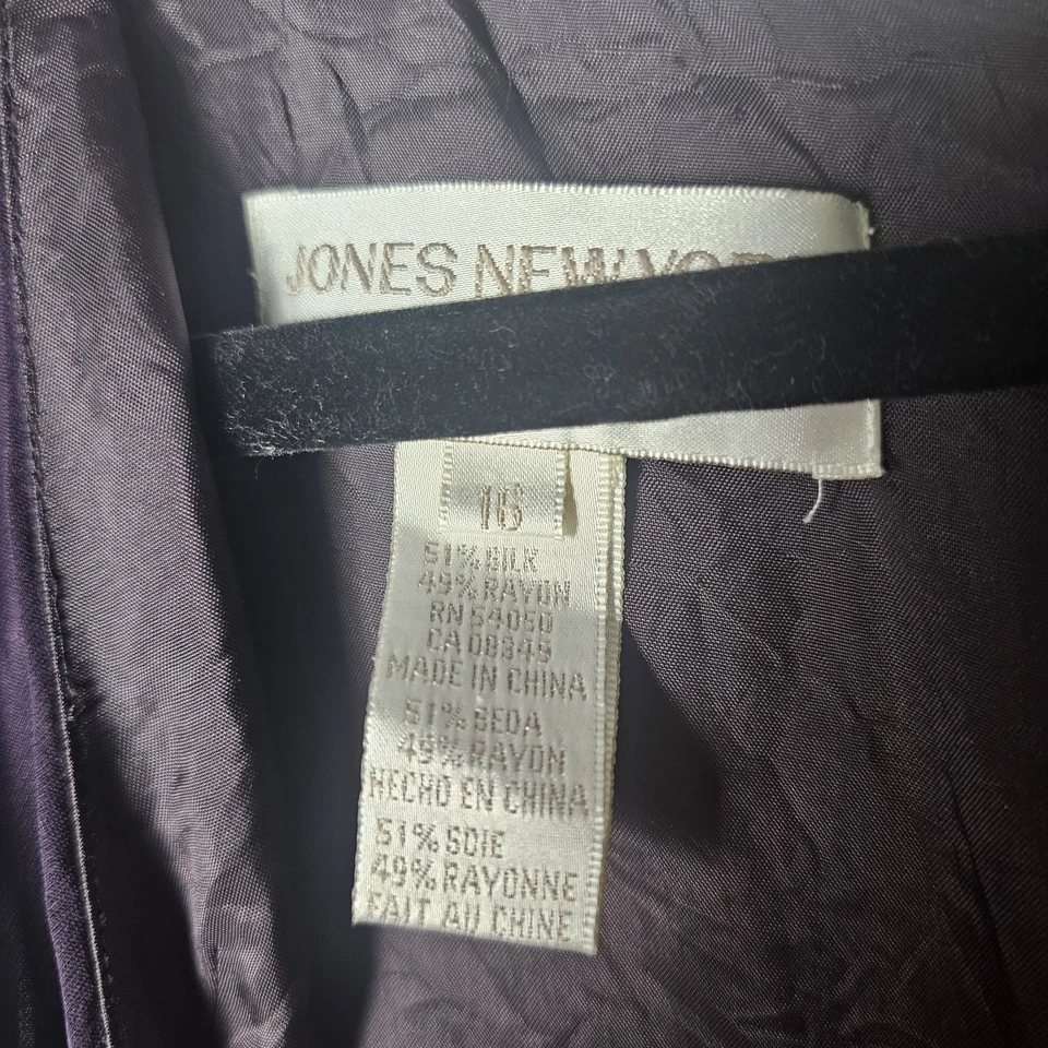 VTG Jones New York Silk S/M* Purple Babydoll Dress Midi Burnout Velvet Y2K Fairy - Image 3 of 4
