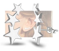Sterling Silver Star Stud Earrings For Girls Teens Women - Hypoallergenic Stars
