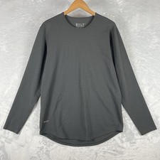 BYLT Mens Shirt Size Large Gray Premium Basic Lux Tee Long Sleeve Drop Cut