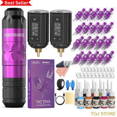 Wormhole Tattoo Gun Tattoo Kit with Wireless Tattoo Machine, 2PCS 1,200Mah Capac
