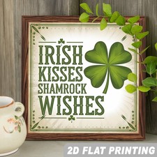Clover Wooden Plaque Irish Kisses Shamrock Wishes St. Patrick's Day Irish Decor