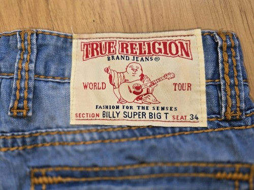 True Religion Billy Super Big T Jeans Made in USA Gr. 32 Blau Denim Vintage Look