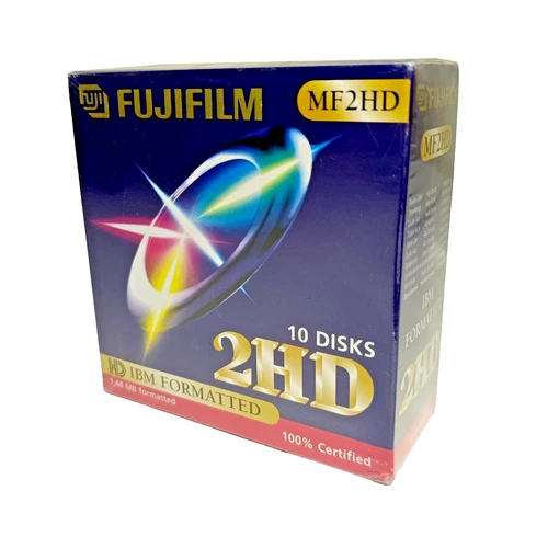 Boîte neuve scellée 10× disquettes Fujifilm 2HD 3.5" 1.44 Mo - New Old Stock