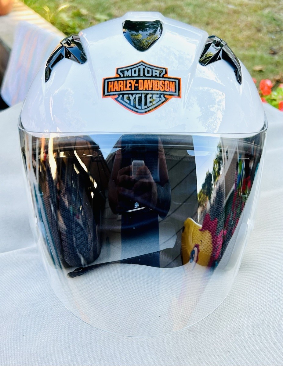 Harley Davidson White Open Face Helmet/97280-12VM/Clear Visor/Size
