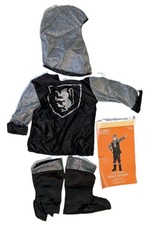 kids black knight costume size small hood armor boot covers halloween