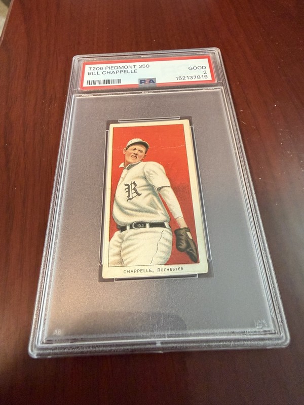 1909-11 T206 Piedmont 350 Bill Chappellee Rookie Card. PSA 2
