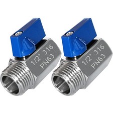 2 PCS 316 Stainless Steel Mini Ball Valve 1/2" NPT Female x Male Thread