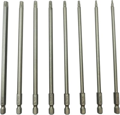Long Torx Security Screwdriver Bit Sets 6 Inch Length T8 T10 T15 T20 One Size 